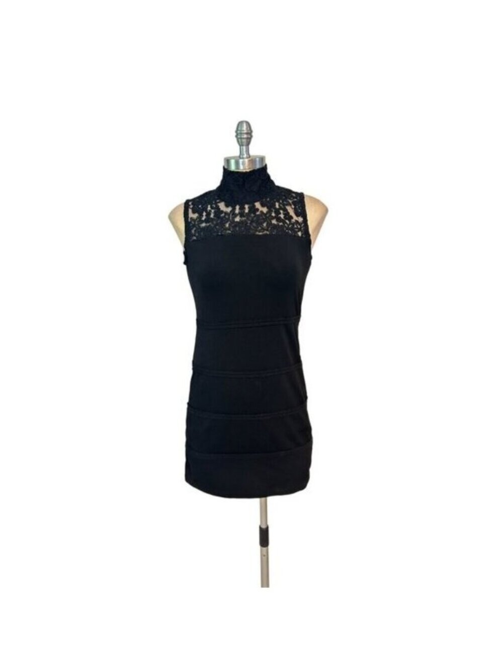 Alice + Olivia Black Lace Sleeveless Bodycon Dress Small XS